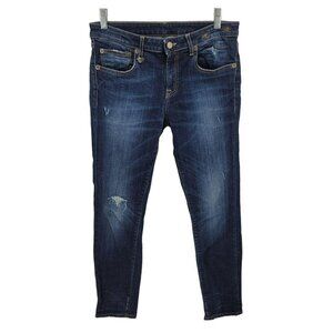 R13 womens 29 Kate Skinny Seattle vintage rip Blue medium wash denim jeans